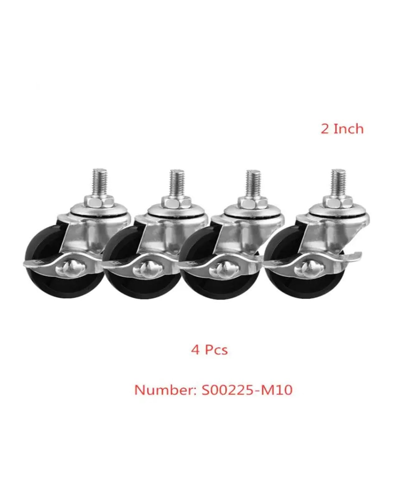 4 Pieces/lot 2 inch Black PP Screw Side Brake Caster M10 Threaded Locking Roller Display Stand Universal Wheel