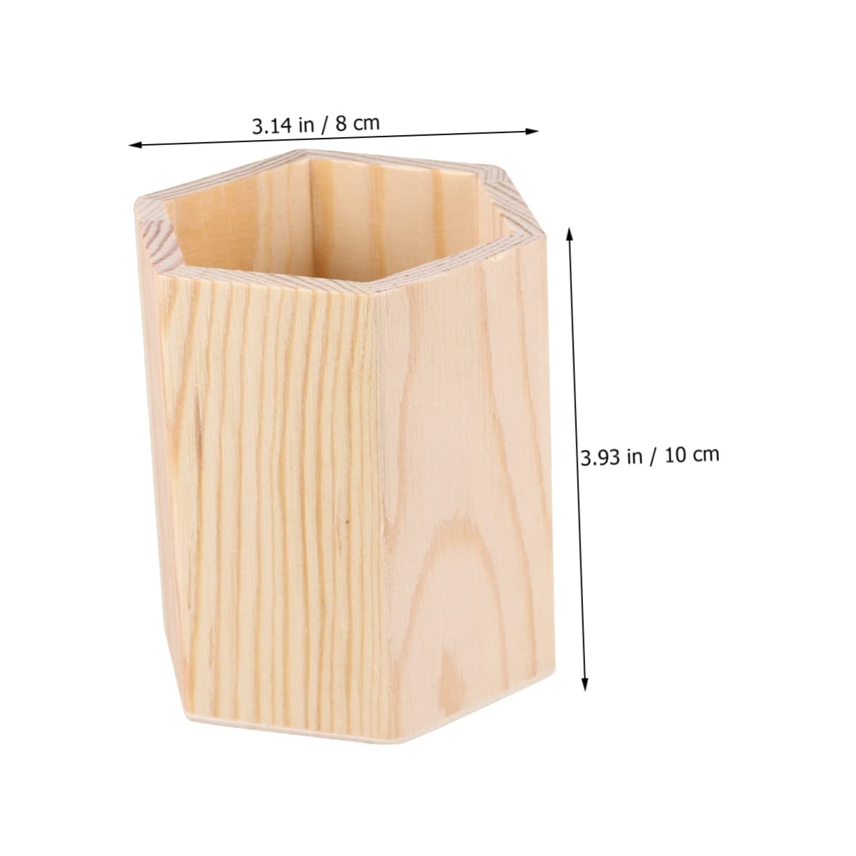 Mikinona 2Pcs Hexagon Wooden Pen Holder Unfinished Solid Color Desk Organizer for Home Office Diy Graffiti Pencil Storage Container Solid Pot for Stationery and Art Supplies - Image 4