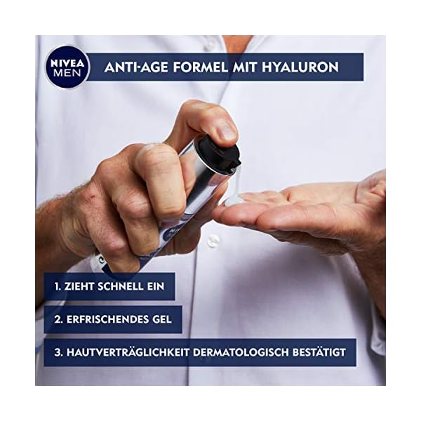 NIVEA MEN Anti-Age Hyaluron Hydro Gesichtsgel (50 ml), Feuchtigkeitsgel mildert selbst tiefe Falten & Anti-Age Hyaluron… – Bild 5