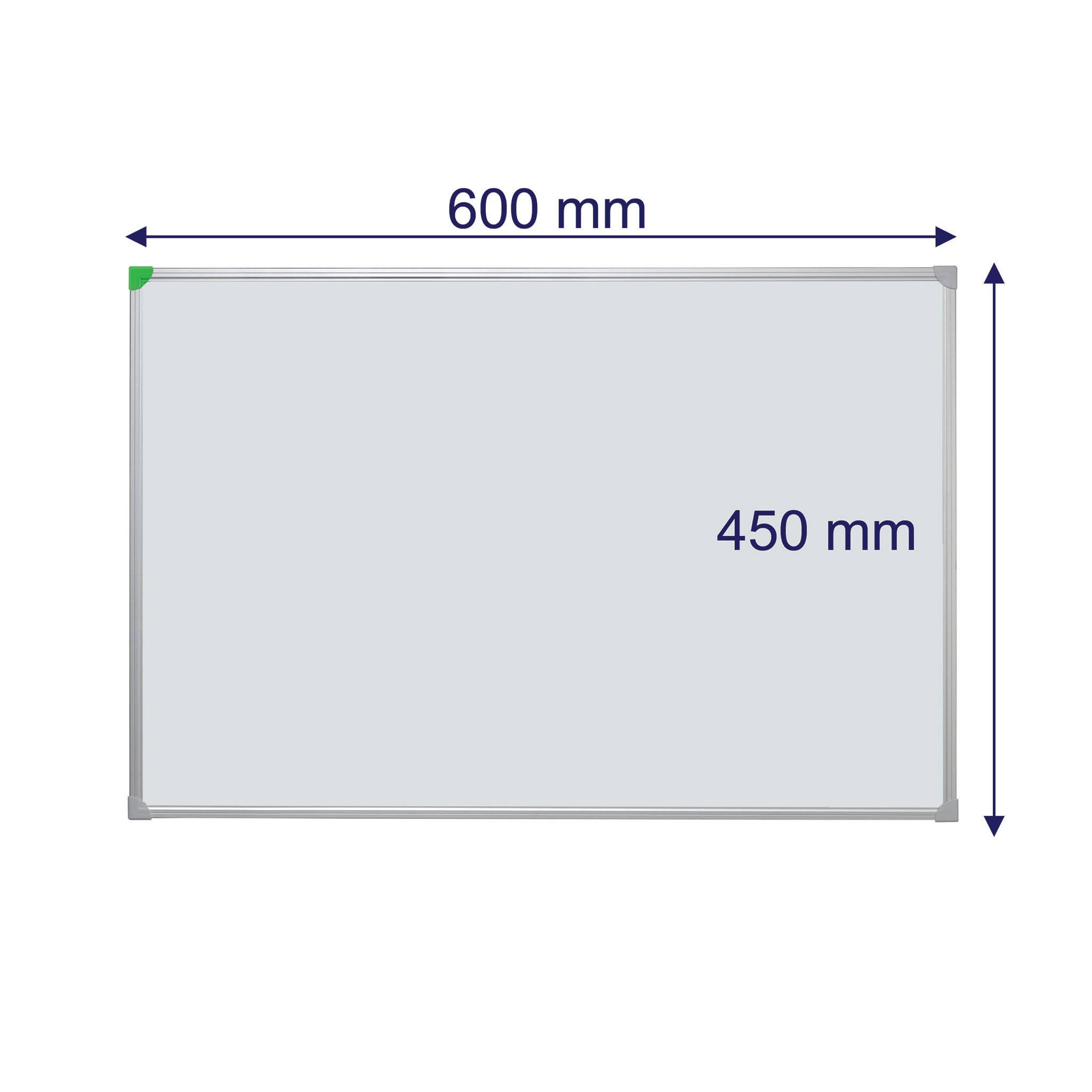 U-Act! TableauLine.Cadre en aluminium avec coins en plastique.Couleur du cadre : argent, coins gris clair (un en vert).Plateau.Accessoires pour fixation murale :Suspension miroir. Blanc émaillé 60 x 45 cm weiß
