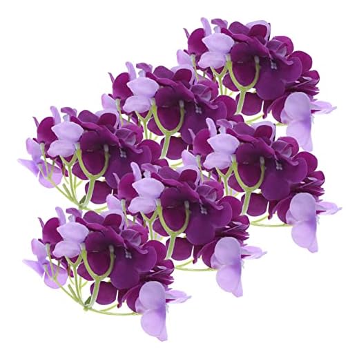 ifundom 6 Piezas Hortensias Artificiales Flores Falsas Sin Tallo Flores De De Seda Hortensia De Simulación Hortensia Morada Falsa Falso Tela De Seda Florecer Púrpura Exterior