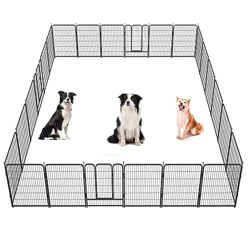 Image of Dog Playpen,32 /40 /45 Inch Height in Heavy Duty, Folding Indoor Outdoor Anti-Rust Dog Exercise Fence, Portable Pet Playpen with Door for Large Medium Small Dogs and Pet (24 Panels, 40 Inch) Silver