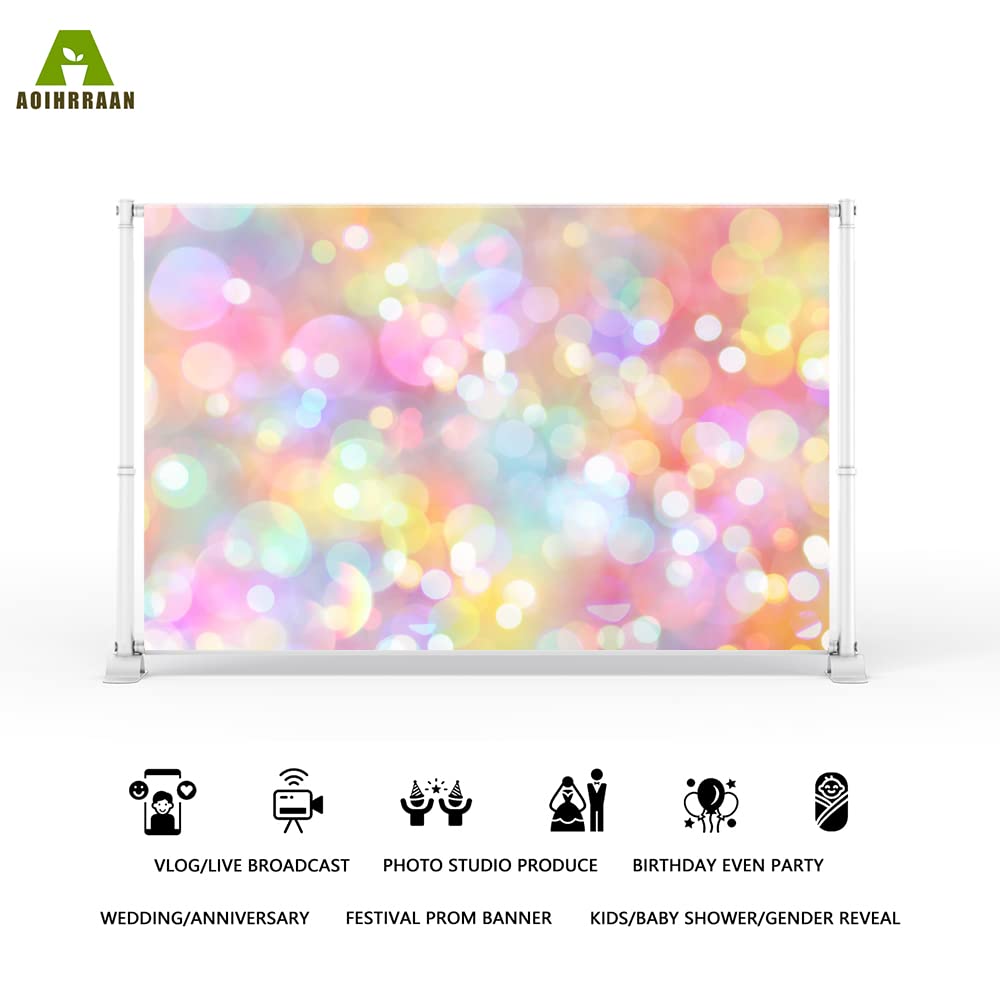 Aoihrraan 3,5x2,5m Bokeh Halos Sfondo Colorato Glitter Sparkle Paillettes Scena Fotografia Sfondo Capodanno Famliy Decorazione per Feste Matrimonio Spara Bambini Adulti Ritratto Personale Foto Prop