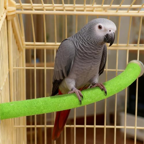 Image of Rypet Parrot Perch Stand Toy Used for Cage Corner for Paw Grinding Clean Stick Exercise, Rough-Surfaced Quartz Bird Perch Standing Cage Accessorie for for Small Parakeets Cockatiel Conures (Green XL)