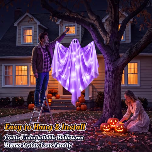 Halloween Hanging Light up Ghost,Purple - image 7