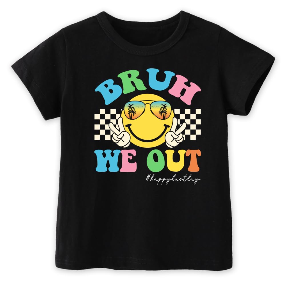 Juneightee Last Day of School Shirt for Kids 2-8T, Fun & Colorful Prints, Short Sleeve T-Shirt for Boys & Girls for Summer