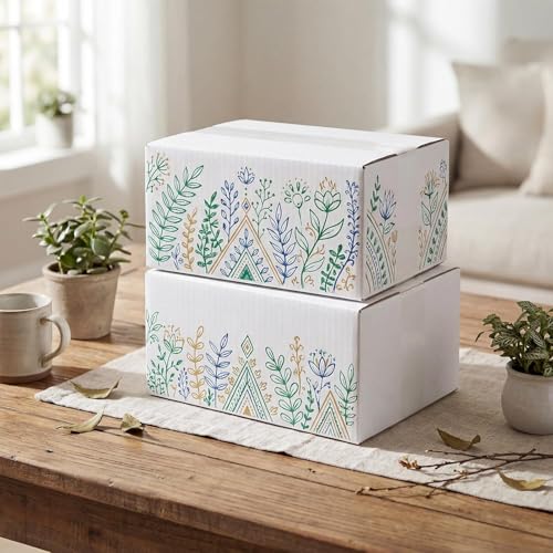 Image of HORLIMER 8x6x4 Shipping Boxes Set of 40, White Corrugated Cardboard Mailer Box for Packing Small Business