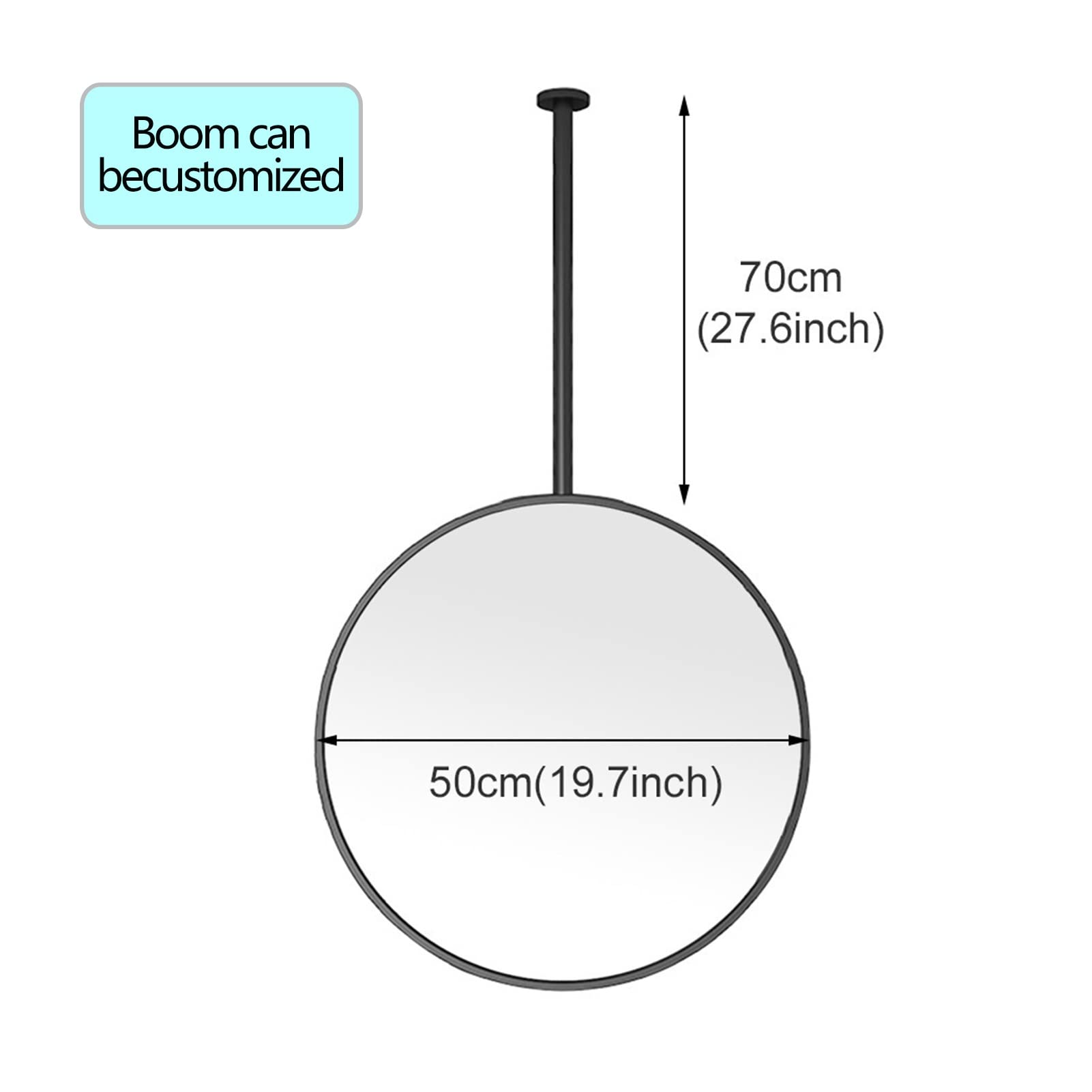 Specchio Rotondo da Bagno da Appendere al Soffitto, con Struttura in Metallo e Braccio Montato a Soffitto Specchi da Trucco Galleggianti Specchi da Barba per la casa o Hotel Decorativi Moder