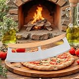 Profi Pizzaschneider, Pizzamesser 35 cm - Extrascharfe Klinge, mit Holzgriff und Klingenschutz, Pizzacutter, Pizzaroller, Wiegemesser,