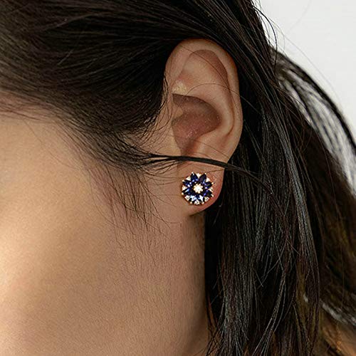 Daesar 18Ct Yellow Gold Earings Womens Earrings Stud Diamond 0.24Ct Flowers Marquise Cut Sapphire Stud Earrings Gold #TOP1