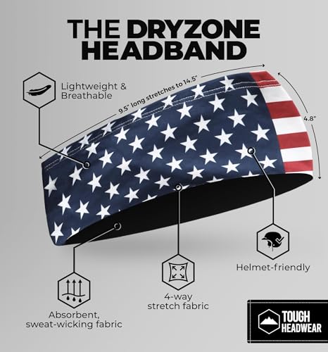 Image of Tough Headwear Tough Outfitters Headband for Men - Mens Headbands - Working Out Sports Performance Head Bands - Athletic Cycling Running Sweat Band, Football Headbands - Sweat Bands Men /Women