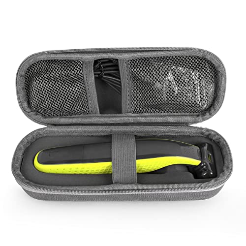 QSHAVE Hard Travel Case for OneBlade Hybrid Electric Trimmer Shaver, QP2520 QP2570 Organizer Carrying Bag Cover Storage (Gray)