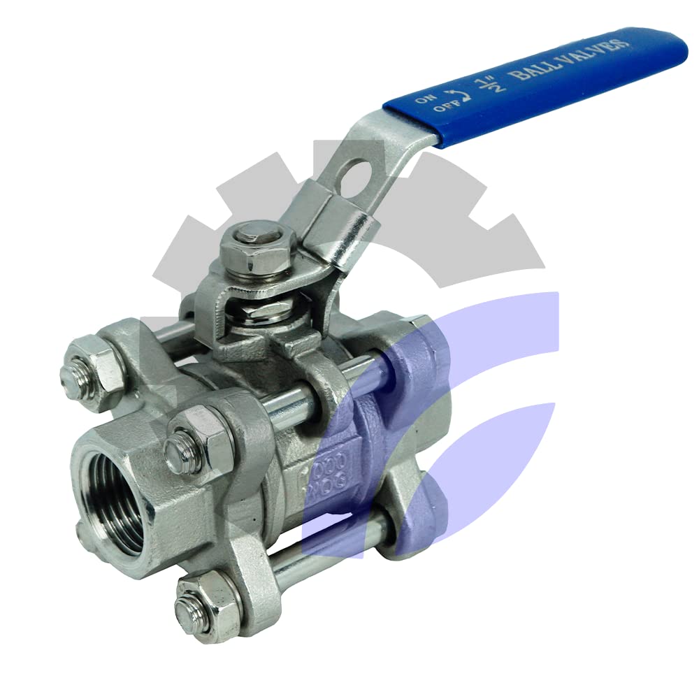 AF Hydro 1'' Female NPT Thread 3 Piece Reducing Ball Valve, Stainless Steel SS316 Standard for Water, Oil and Gas