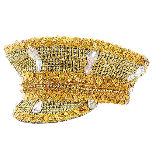 Chapeau de capitaine en cristaux blanc et strass pour fêtes