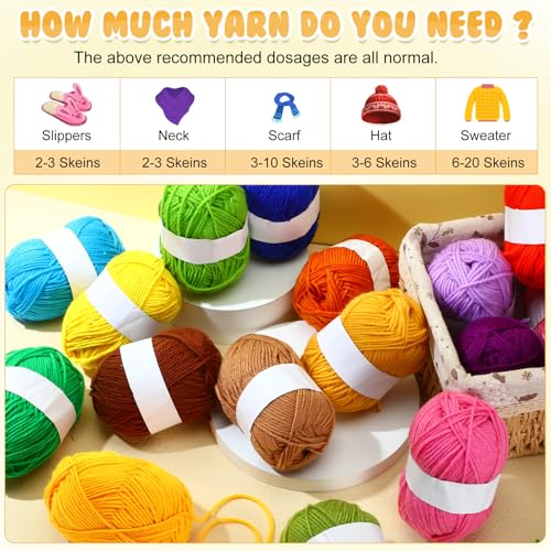 Image of Coume 36 Skeins Polyester Yarn for Crocheting Bulk, 50 g Each, 36 Colors