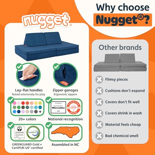 Image of Nugget - The Original Play Couch for Kids - Modular Foam Children's Sofa for Playroom, Imagination, & Creative Open Ended Play - Washable & Convertible Playroom Furniture, Blueridge