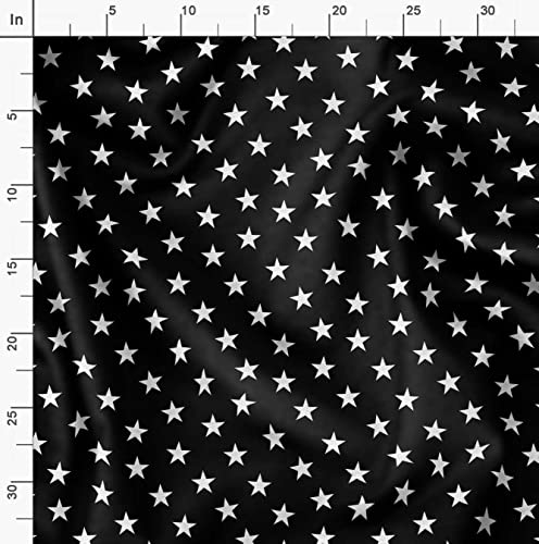 Image of Soimoi Black Poly Georgette Fabric Stars Star Print Fabric by Meter 52 Inch Wide