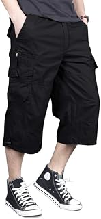 MAGNIVIT Men's 16" Inseam Cotton Cargo Shorts with 7 Pockets - Elastic Waist, Multi-Pocket for Hiking & Camping