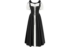 Women Renaissance Dress Peasant Medieval Dress Short Sleeve Maxi Dress