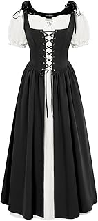 Women Renaissance Dress Peasant Medieval Dress Short Sleeve Maxi Dress - Buy now