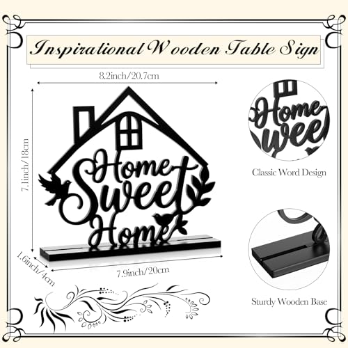 Image of Geetery Farmhouse Table Centerpieces Wooden Home Sweet Decorative Sign Motivational Decor Farmhouse Table Decor for Living Room Kitchen Office Housewarming Gifts Supplies Decoration(Home Sweet)