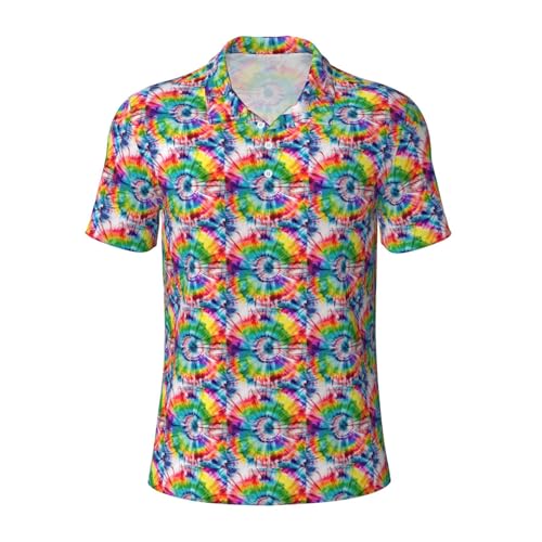 Polo imprimé hippie respirant et léger à manches courtes pour homme