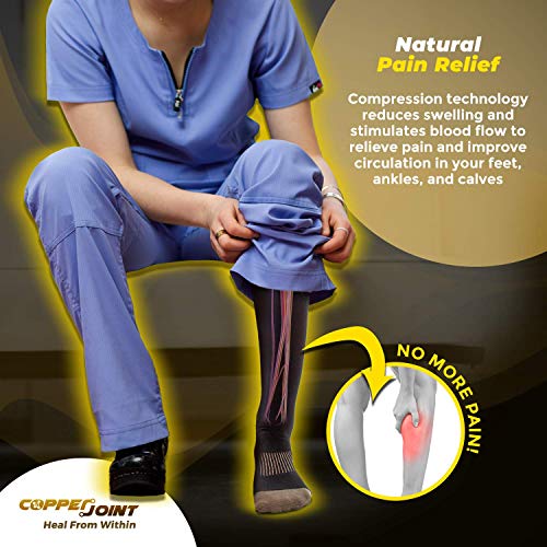 Womens Compression Socks for Nurses - CopperJoint Copper-Infused Compression Socks for Men with Comfortable Design, Great for Muscle and Joint Recovery -Small-Medium