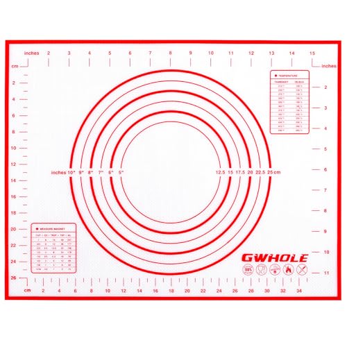 GWHOLE Tapis Silicone Patisserie Tapis de Cuisson en Silicone Anti-adhésif Rouge Tapis de Pâte...