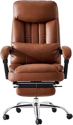 High Back Managerial Executive Chair PU Leather Ergonomic Computer Chair Large Seat Swivel Chair, Sturdy Metal Base, High Back Swivel Recliner for