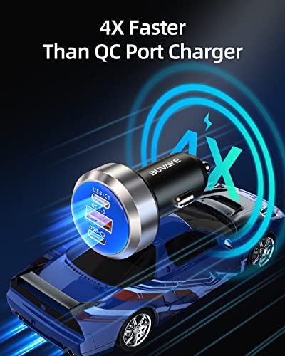 Usb C Car Charger, 65W 3-Port Super Fast Car Charger Adapter, Pd & Qc 3.0 Type C Cigarette Lighter Usb Charger, Usb C Car Phone Charger Adapter For Iphone 14 Pro Max/13, Samsung Galaxy, Google Pixel #TOP3