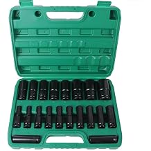 20 PCS 1/2" Drive Metric Deep-impact Socket Set, 8mm-32mm, Extended Hex Socket Set For Electric Wrenches, Pneumatic Hex Sockets, Suitable For Electric Wrench Sockets, Automotive Repair And Nut Tools