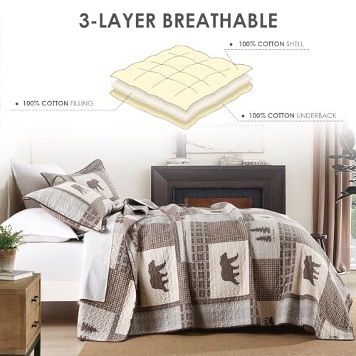 Image of Cabin Plaid Quilt King Size - 100% Cotton Western Bedding Set