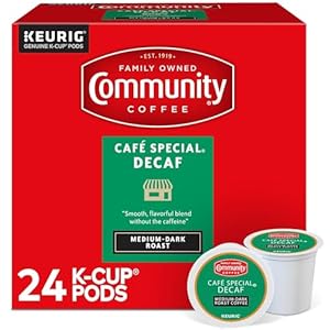 Community Coffee Café Special Decaf 24 Count Coffee Pods, Medium-Dark Roast, Compatible with Keurig 2.0 K-Cup Brewers, 24 Count (Pack of 1)