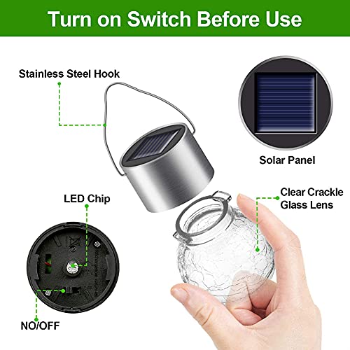 Hanging Solar Lights Outdoor Decorative,Solar Powered Cracked Glass Ball Lights,Waterproof Outdoor Hanging Globe Tree Light With Clip For Garden Patio Path Balcony Backyard, Warm White(1 Bulb) #TOP2