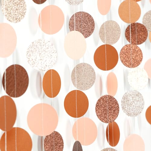 Image of Boho Brown Rose-Gold Party-Decorations Streamers-Garland - 52ft Fall Birthday Hanging Paper Banner,Autumn Baby Bridal Showe Neutral Burgundy Wedding Bachelorette Decor Hugfond