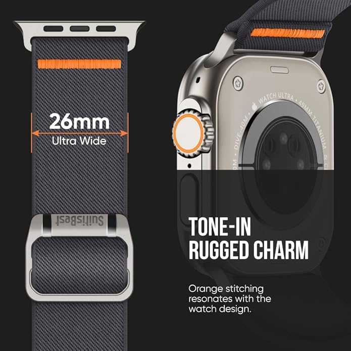 Image of Printme Nylon Stretchable Belt for Apple Watch Ultra 3 /2 /1, Series 11 /10 /9 /8 /7 /6 /5 /4 /3, SE 42, 44, 45, 46, 49 mm, Elastic Trail Loop Sport Band, Adjustable Breathable Rugged Smartwatch Strap