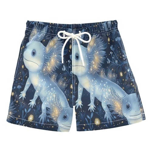 Boy Swim Trunks Glowing Axolotls in Night Quick Dry Bathing Suit Swimsuit Toddler Beach Board Shorts