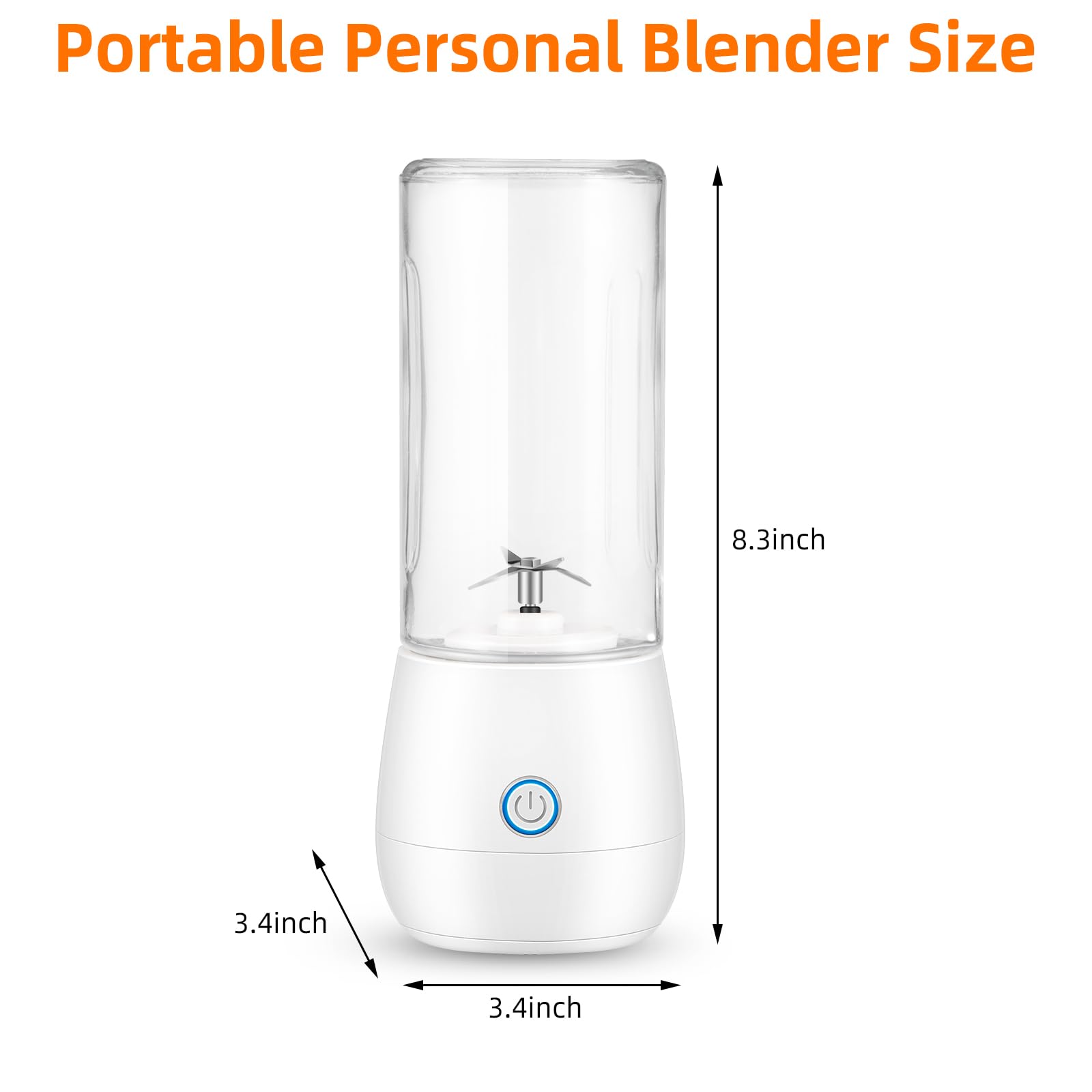 Portable Mini Blender,Personal Blender for Shakes and Smoothies,Fresh Juice Portable Blender With USB Rechargeble,Cordless 15 OZ Mini Fruit Juice Mixer For Travel,Camping,Gym,Office