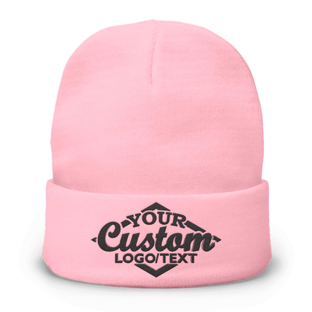 Custom Beanie Hat Personalized Embroidered Beanie Cap for Women and Men Design Logo Text Gift Winter Soft Warm Acrylic Beanie - Light Pink