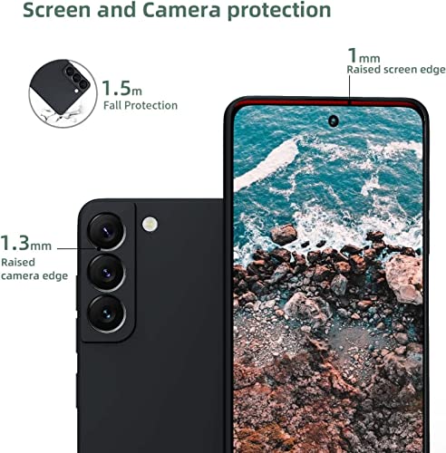 Image of DIZORO Liquid Silicone Case with Microfiber Cushioning Compatible for Samsung Galaxy S22 Plus 5G Shockproof Slim Back Cover, Gel Rubber Full Body Protection (Black)