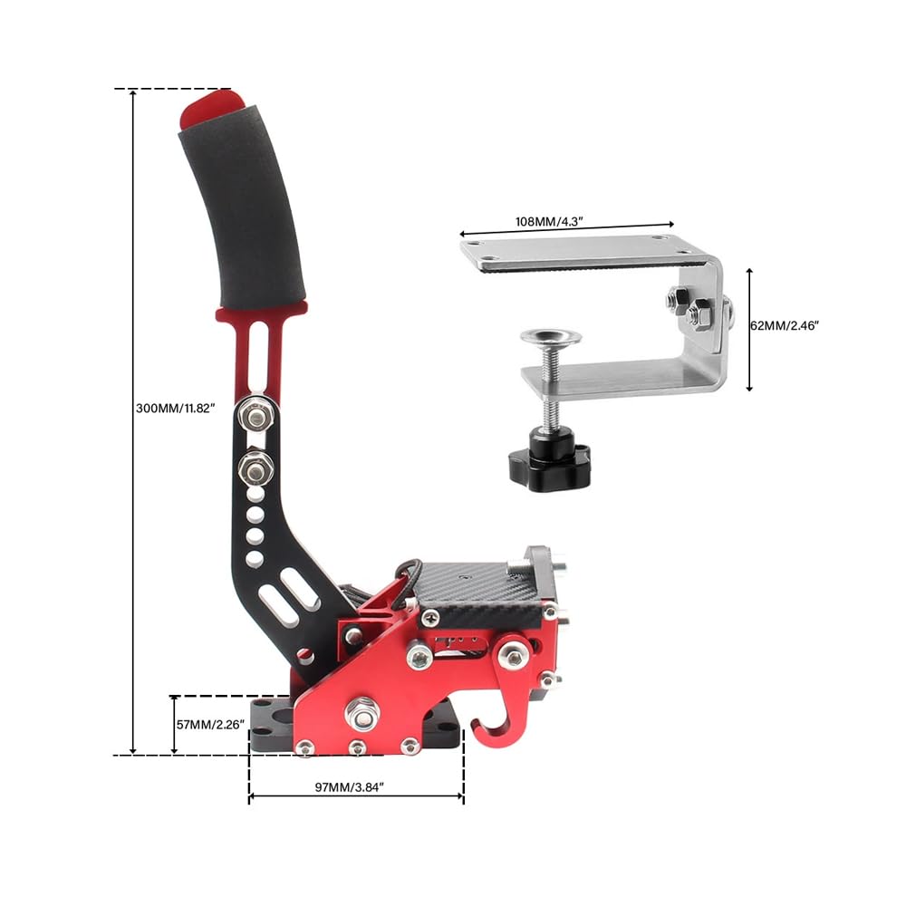 Freno a Mano USB per PC a 64 Bit con Morsetto per Giochi di Corse SIM G27 G25 G29 T500 T300 (Rosso)