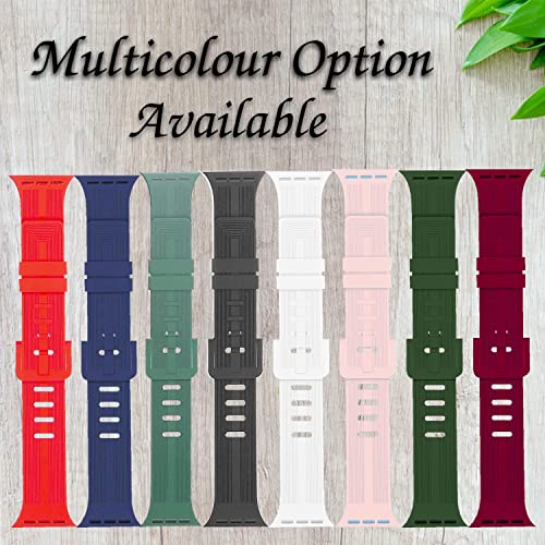Image of TECHONTO New Designed Silicone Watch Strap Compatible with Apple Watches (42-44 & 45mm), Soft Silicone & Premium Buckle, Wristband for iWatch Series 7 /6 /5 /4 /3 /2 /1 /SE