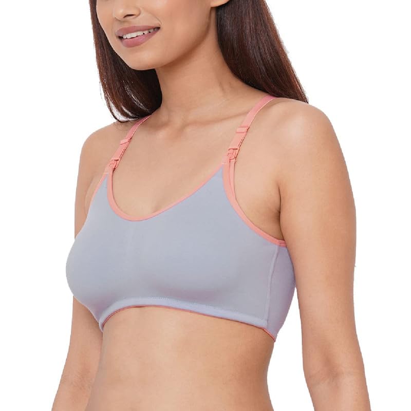 Image of Inner Sense Organic Cotton Bamboo Nursing Bra for Women I Non Padded Feeding Bra with Keyhole Back Design I Wire Free Maternity Innerwear with Full Coverage