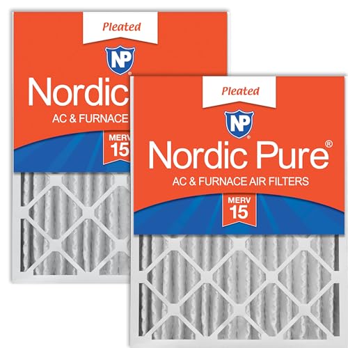 Image of Nordic Pure 16x25x4 Pleated MERV 15 Air Filters 2 Pack | Actual Size: 15 1 /2 x 24 1 /2 x 3 5 /8 Made in USA, Pro Strength HVAC Filtration, Fine Particles, Dust, Pollen & Pet Dander
