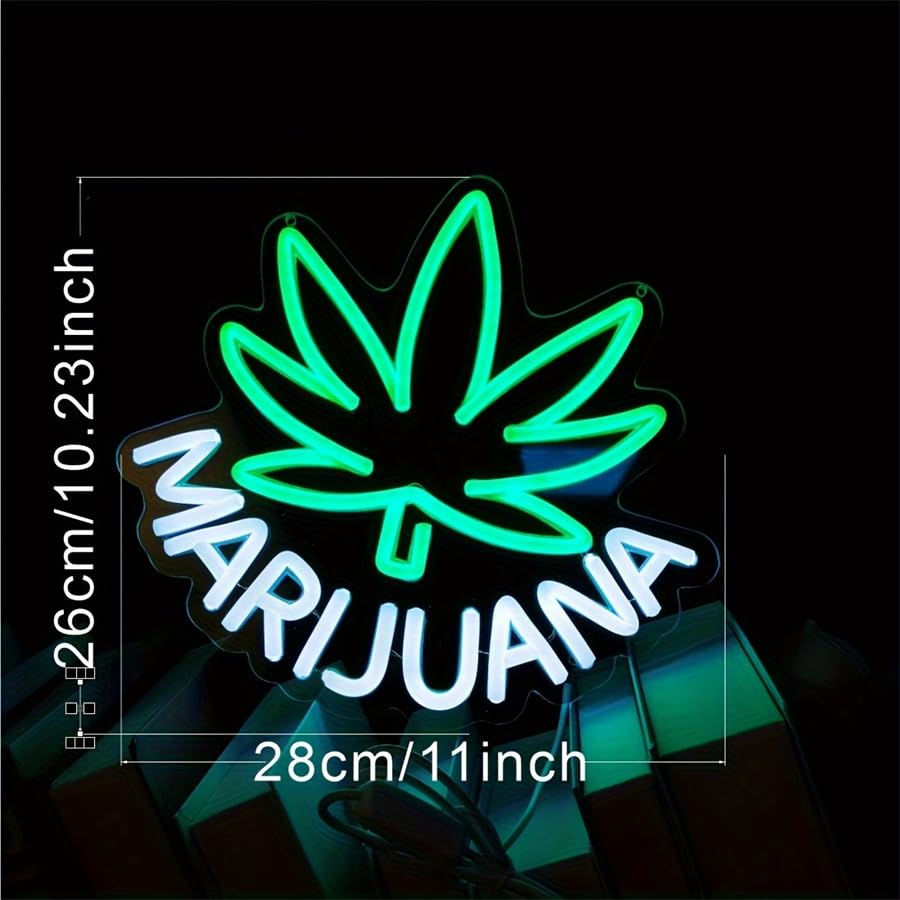 Image of Leaf Weed Neon Signs LED Neon Lights Signs for Wall Decor Bedroom Suitable for Living Room Bar Game Room Hotel Birthday Party Restaurant Christmas Unique Gift for Lover (leaf Weed)