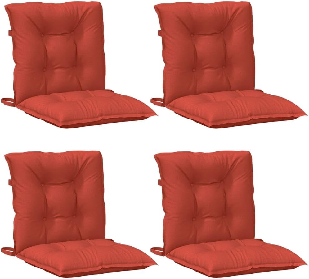 vidaXL Lowback Chair Cushions 4 Pcs, Non Slip Outdoor Chair Cushion, Seat Cushion for Garden Patio Furniture, Chair Pad, Melange Red Fabric