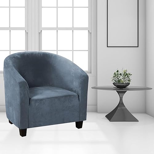 Miniatura 2 de XMNTG Fundas de terciopelo elástico para sillas de bañera, fundas para sillas de club, fundas redondas para sillas de barril, protector de muebles