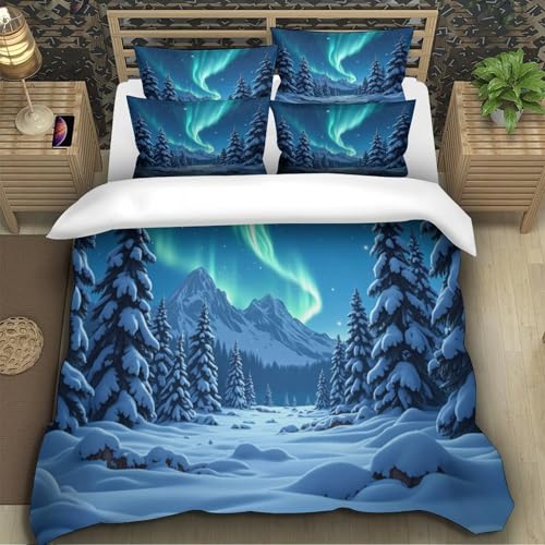 Housse de couette aurores boréales microfibre résistante finition premium - 5