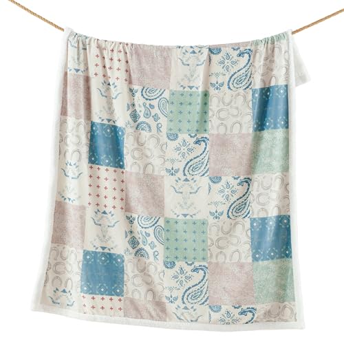 Image of Indigo Hill by HiEnd Accents Patchwork Paisley 54x68 Throw Blanket