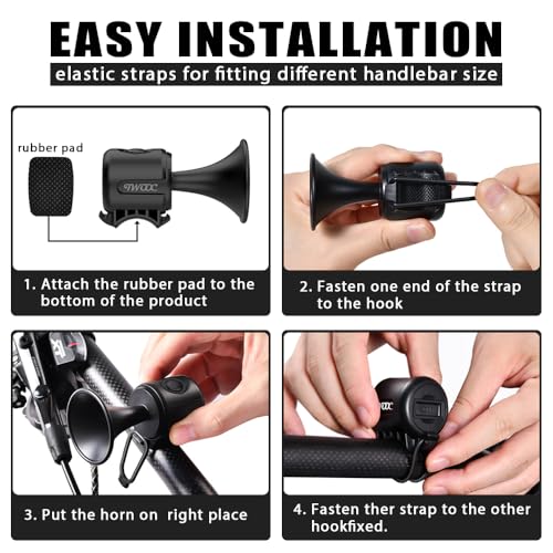 image for LESOVI Electric Bike Horn, 120dB Electronic Bicycle Bell with 300mAh B